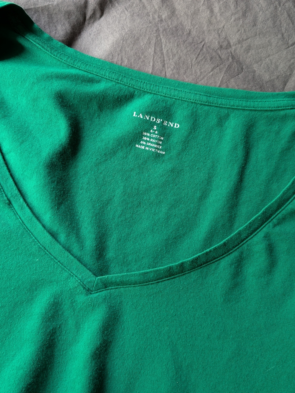 Lands' End Green V-Neck Tee